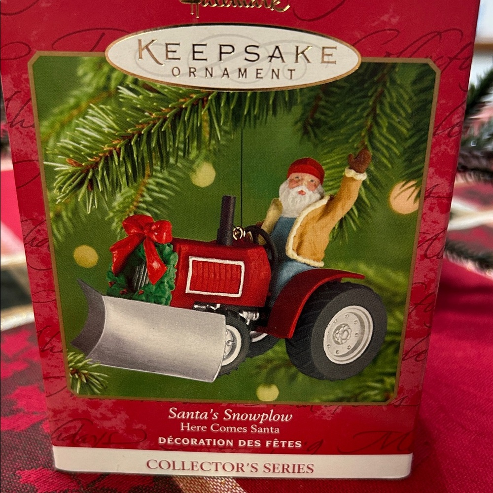 2001  Hallmark Keepsake Santa on Red Tractor Ornament never used